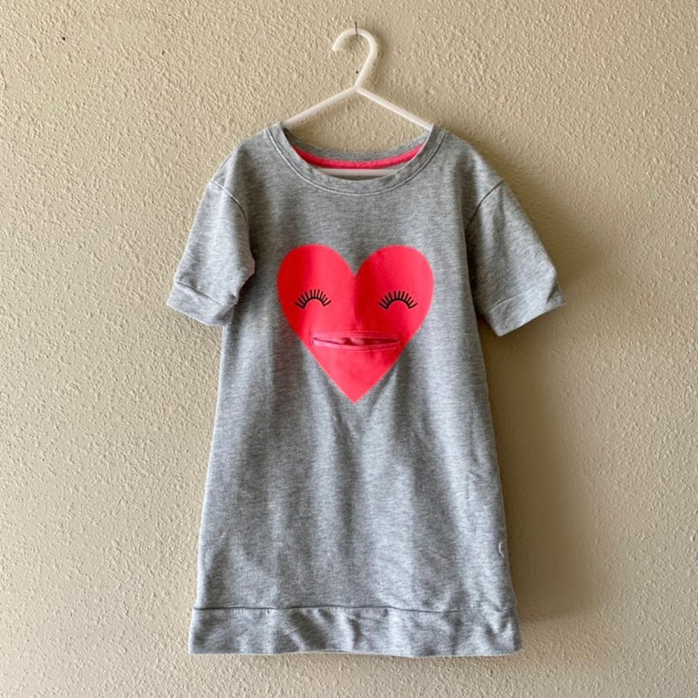 Cat & Jack Girls S (6/6X) Pink Heart Short Sleeve Shirt Dress